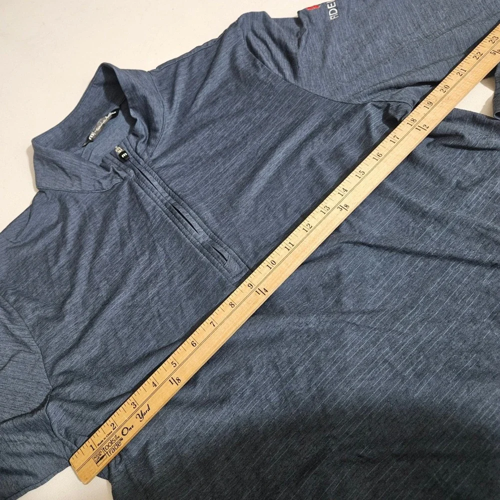 TravisMathew Mens Large Quarter Zip Pullover Navy Blue Heather Golf Shirt Logo